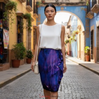 Purple T4 Silk Pencil Skirt